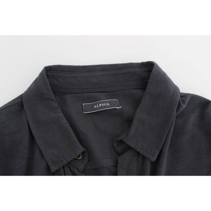 Alpha Massimo Rebecchi Gray Cotton Button Down Casual Shirt Alpha Massimo Rebecchi