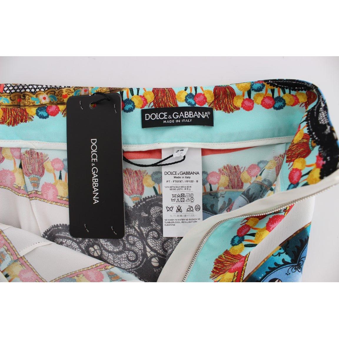 Dolce & Gabbana Multicolor Majolica Sicily Silk Pants Dolce & Gabbana