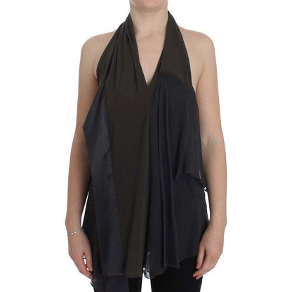 CORA GROPPO Gray Blue Stretch Blouse Top CORA GROPPO