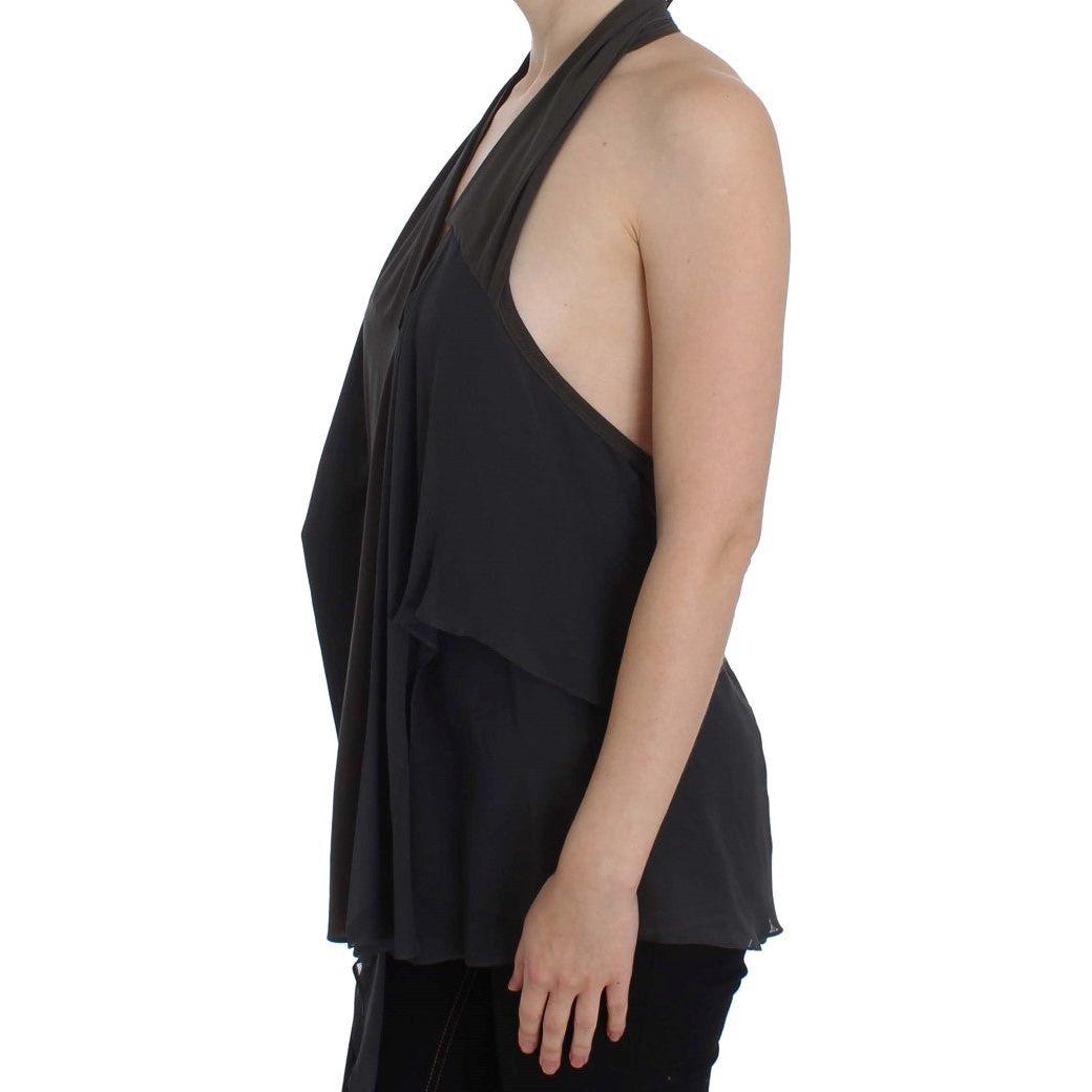 CORA GROPPO Gray Blue Stretch Blouse Top CORA GROPPO