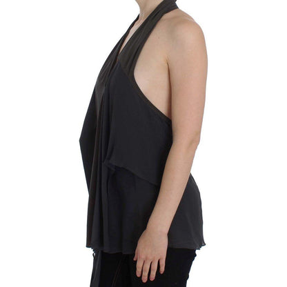 CORA GROPPO Gray Blue Stretch Blouse Top CORA GROPPO