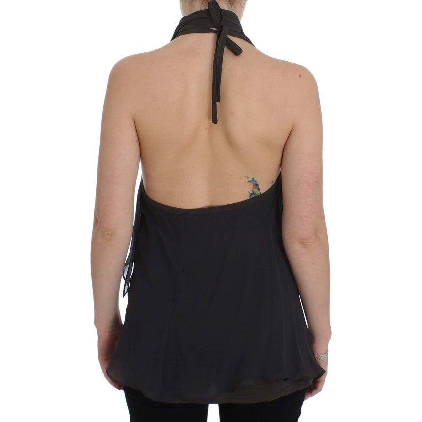 CORA GROPPO Gray Blue Stretch Blouse Top CORA GROPPO