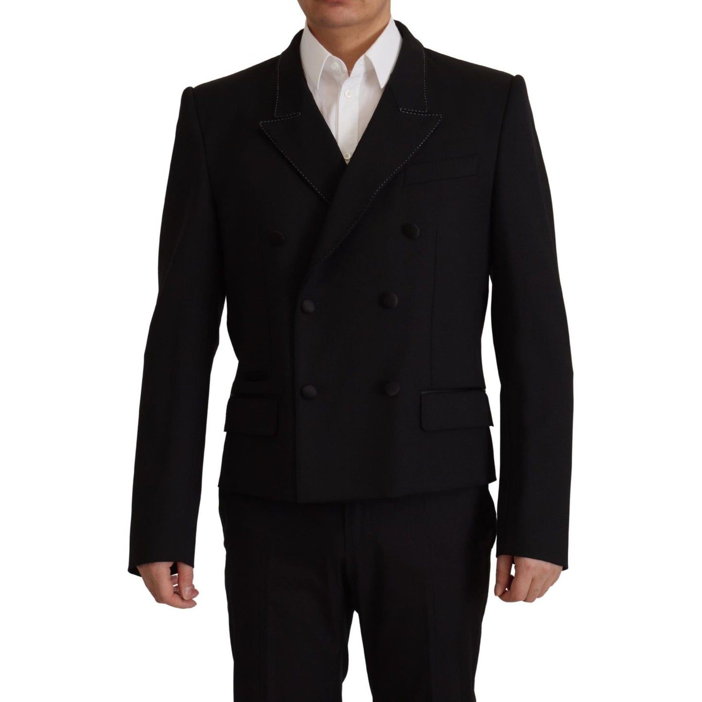 Dolce & Gabbana Black Double Breasted Coat Blazer Jacket Dolce & Gabbana