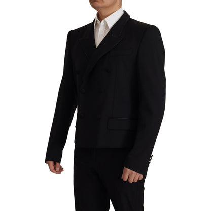 Dolce & Gabbana Black Double Breasted Coat Blazer Jacket Dolce & Gabbana