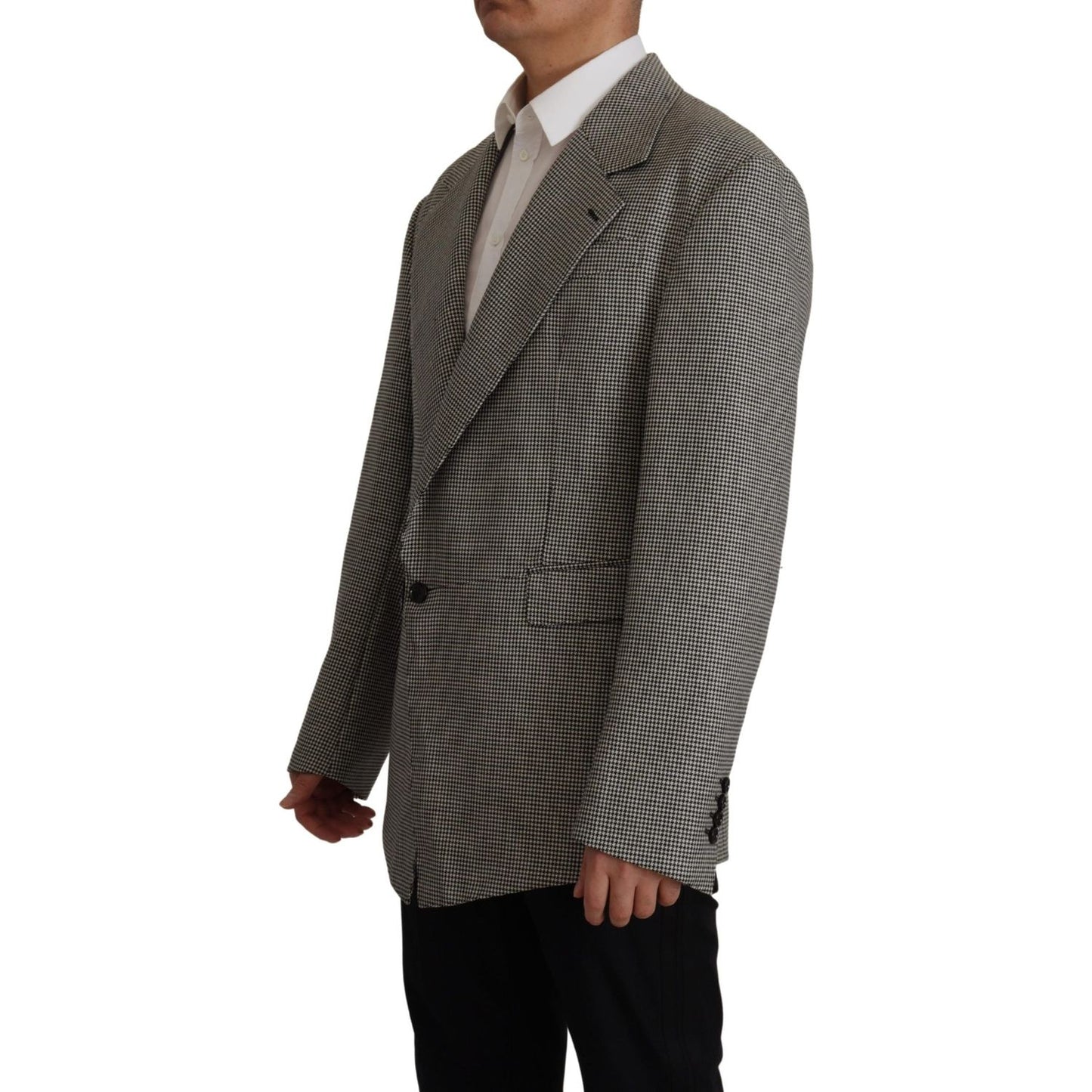 Dolce & Gabbana Gray Checkered Single Breasted Jacket Blazer Dolce & Gabbana