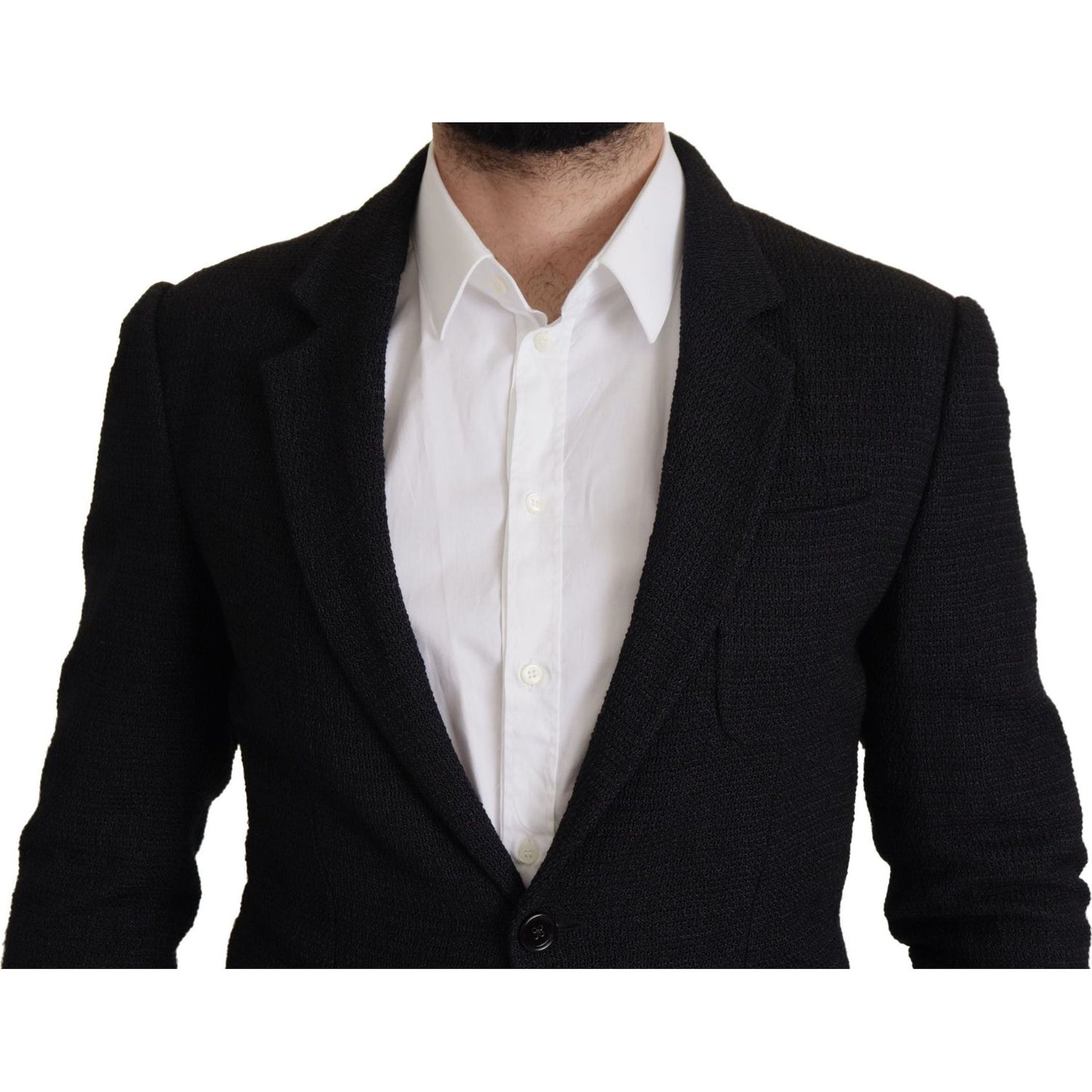 Dolce & Gabbana Black Single Breasted Coat Men Blazer Dolce & Gabbana