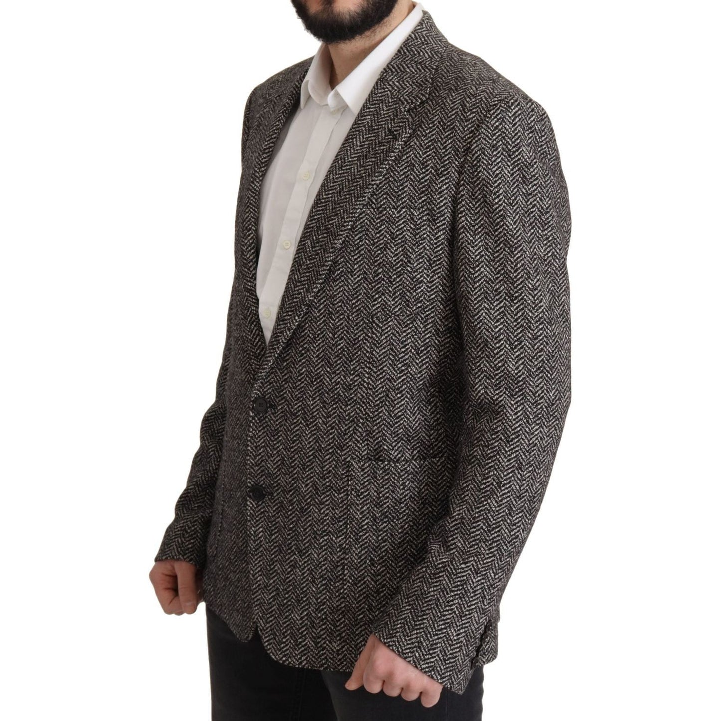 Dolce & Gabbana Gray Cotton Single Breasted Fantasy Blazer Dolce & Gabbana