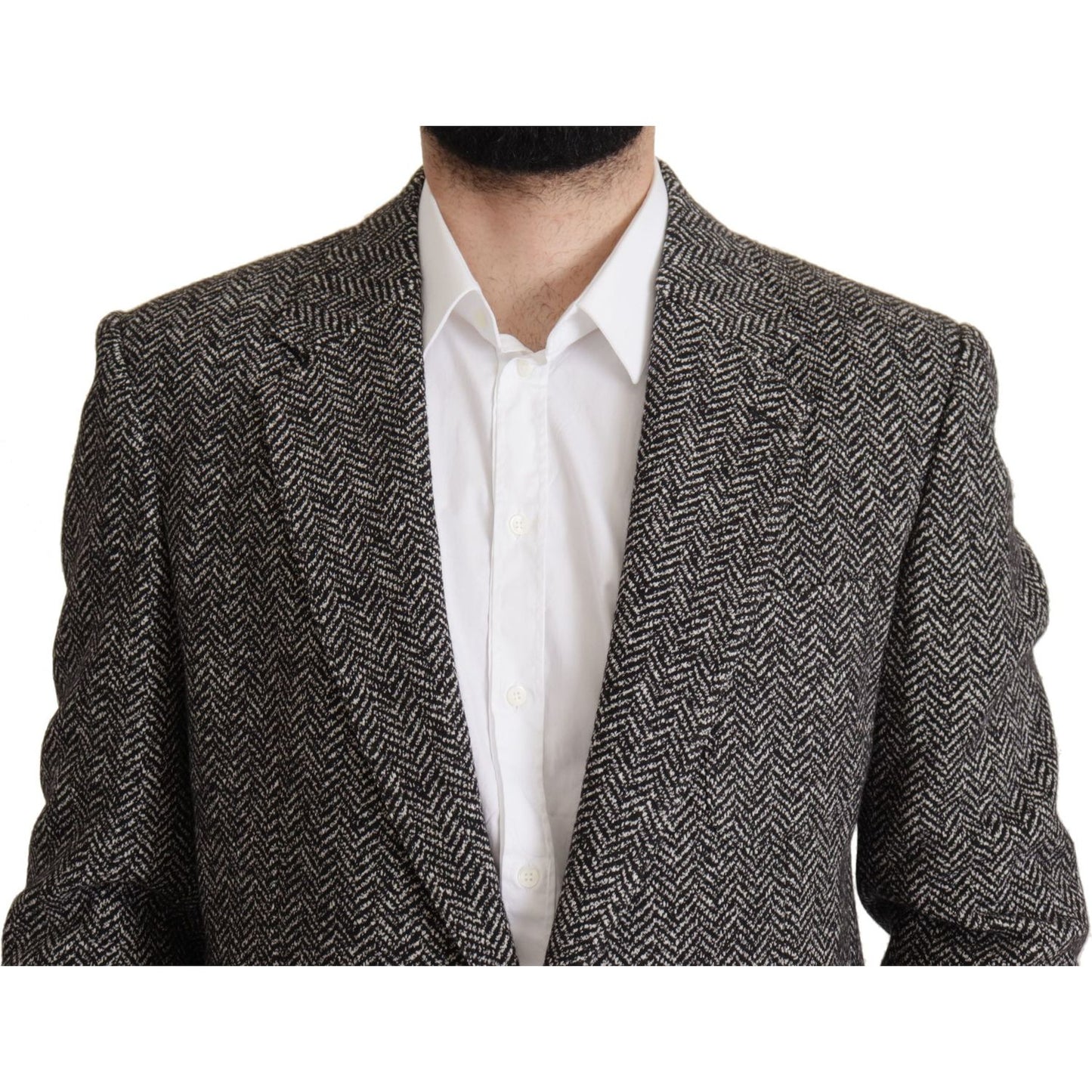 Dolce & Gabbana Gray Cotton Single Breasted Fantasy Blazer Dolce & Gabbana