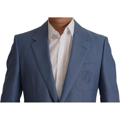 Dolce & Gabbana Blue Single Breasted Logo Blazer Jacket Dolce & Gabbana