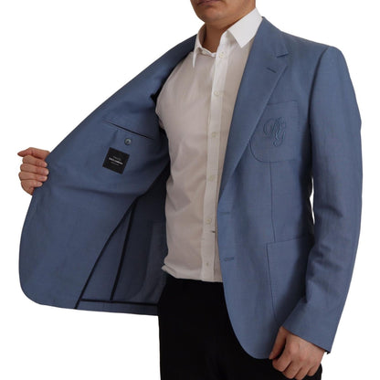Dolce & Gabbana Blue Single Breasted Logo Blazer Jacket Dolce & Gabbana
