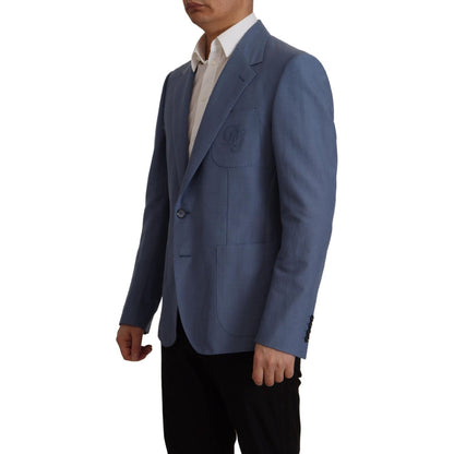 Dolce & Gabbana Blue Single Breasted Logo Blazer Jacket Dolce & Gabbana