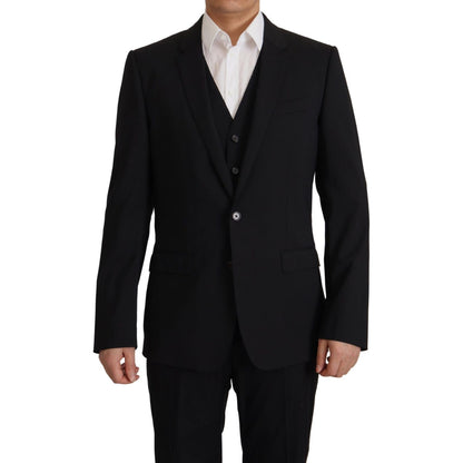 Dolce & Gabbana Black Jacket Vest 2 Piece MARTINI Blazer Dolce & Gabbana