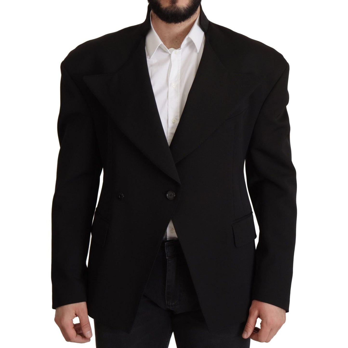 Dolce & Gabbana Black Wool Single Breasted Jacket Blazer Dolce & Gabbana