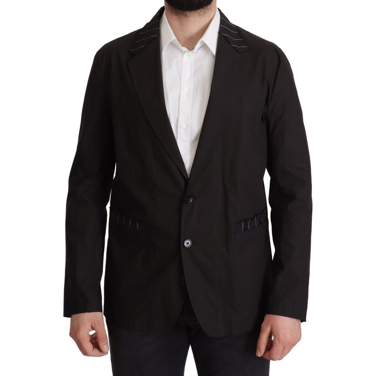 Dolce & Gabbana Black Cotton Single Breasted Blazer Jacket Dolce & Gabbana