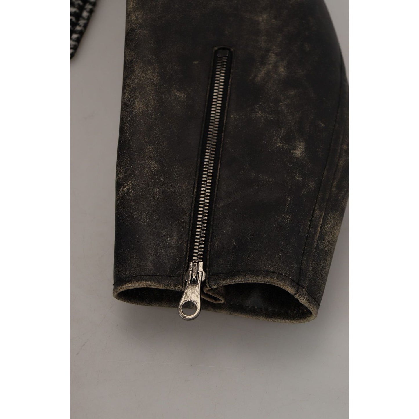 Dolce & Gabbana Black Houndstooth Polyester Bomber Jacket Dolce & Gabbana