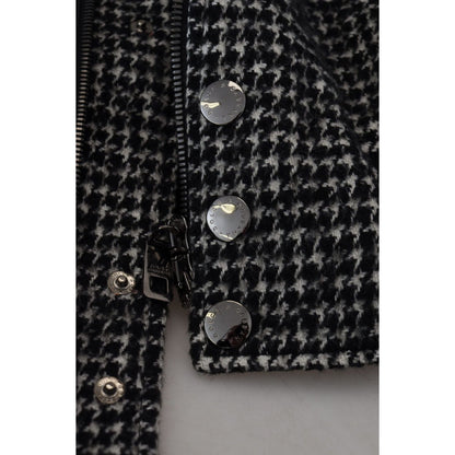 Dolce & Gabbana Black Houndstooth Polyester Bomber Jacket Dolce & Gabbana