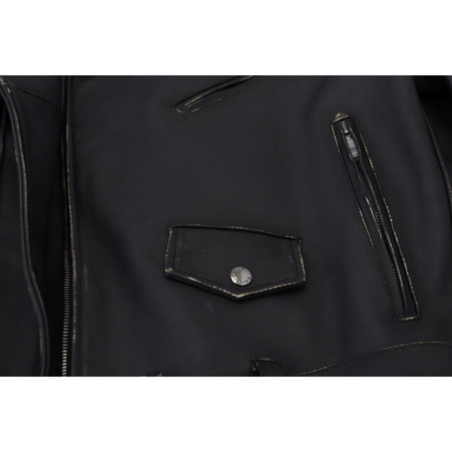Dolce & Gabbana Black Leather Biker Coat Zipper Jacket Dolce & Gabbana