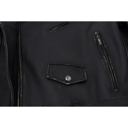 Dolce & Gabbana Black Leather Biker Coat Zipper Jacket Dolce & Gabbana