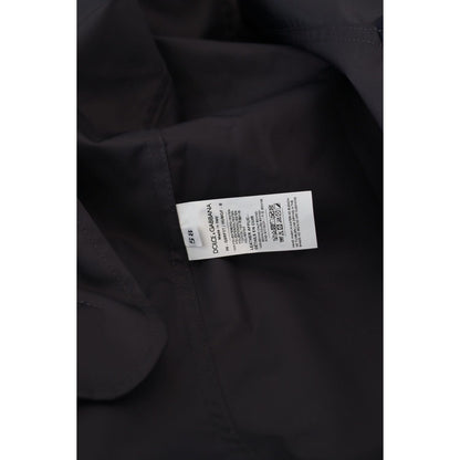 Dolce & Gabbana Blue Hooded Double Breasted Coat Jacket