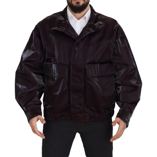 Dolce & Gabbana Bordeaux Nylon Collared Men Coat Jacket Dolce & Gabbana