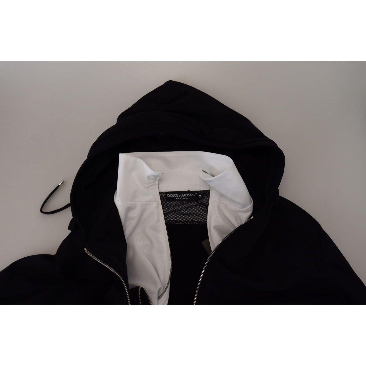 Dolce & Gabbana Black Polyester Hooded Full Zip Jacket Dolce & Gabbana