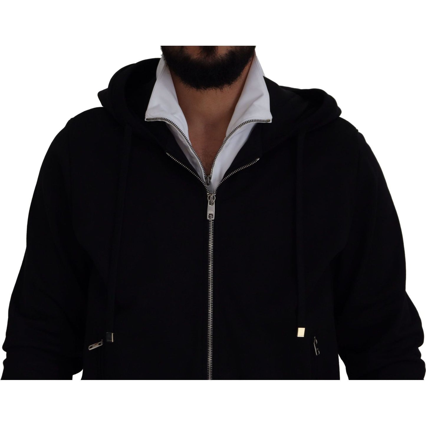 Dolce & Gabbana Black Polyester Hooded Full Zip Jacket Dolce & Gabbana