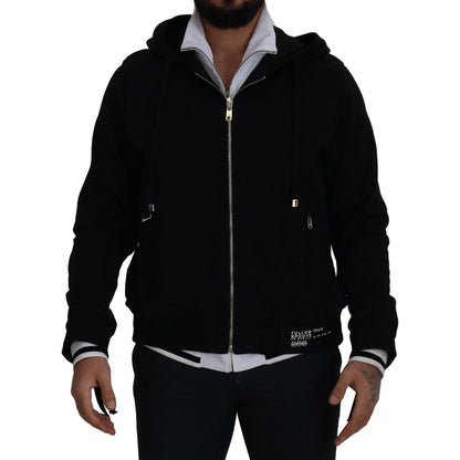 Dolce & Gabbana Black Polyester Hooded Full Zip Jacket Dolce & Gabbana