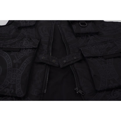 Dolce & Gabbana Black Nylon Full Zip Sleeveless Jacket Dolce & Gabbana