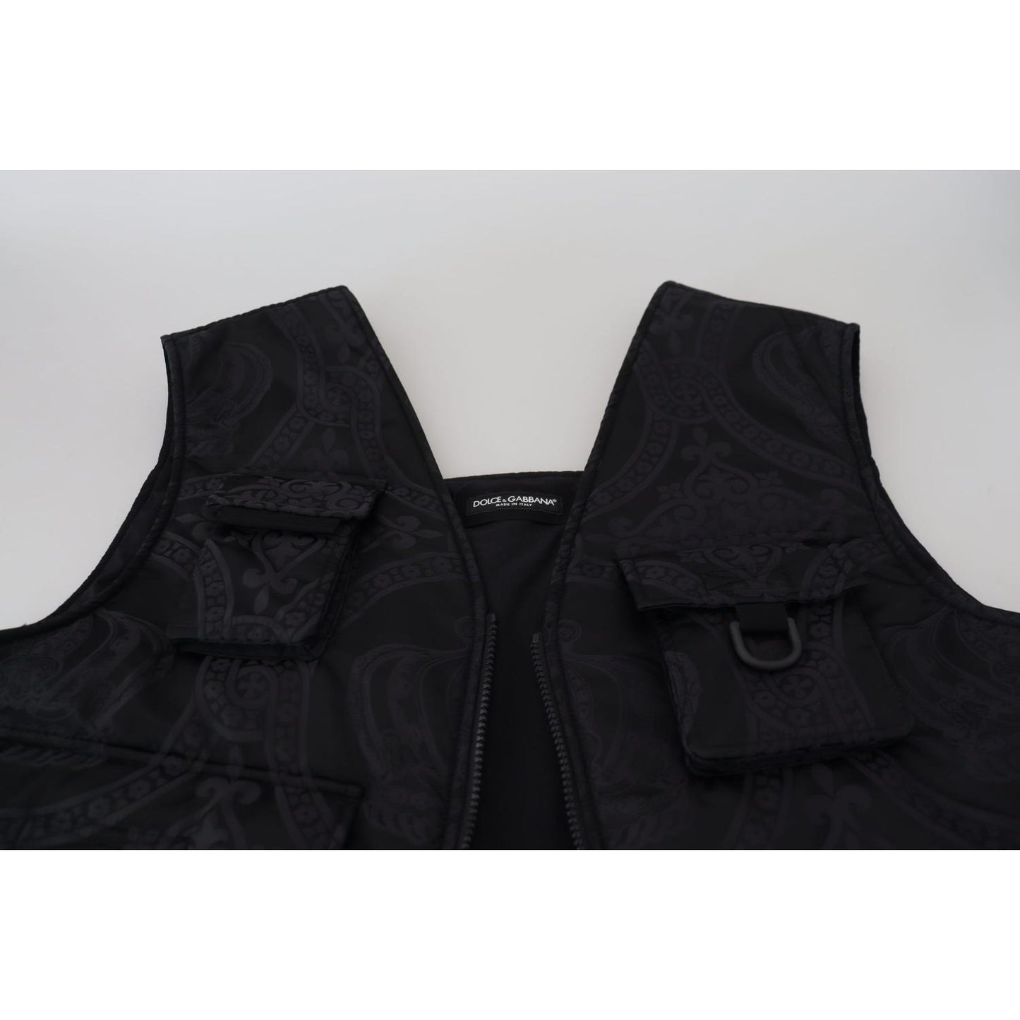 Dolce & Gabbana Black Nylon Full Zip Sleeveless Jacket Dolce & Gabbana