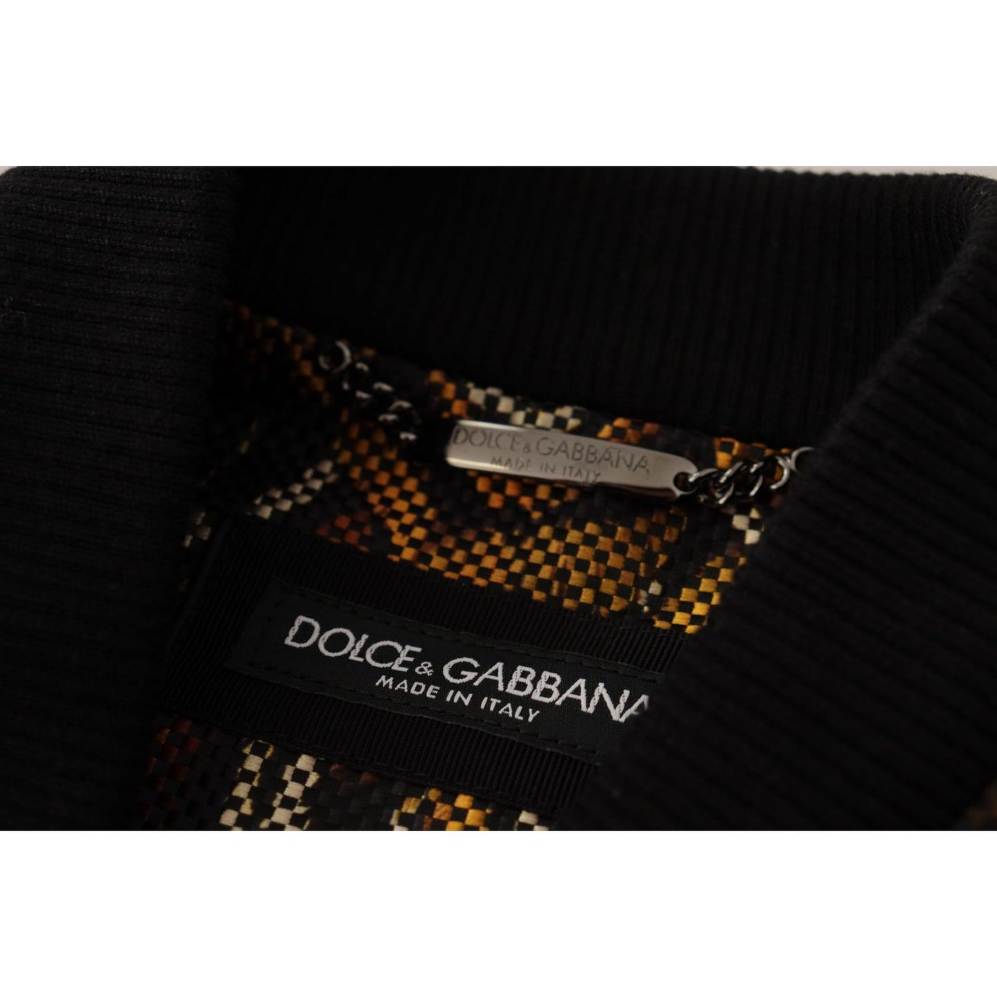 Dolce & Gabbana Brown Feather Full Zip Blouson Jacket Dolce & Gabbana
