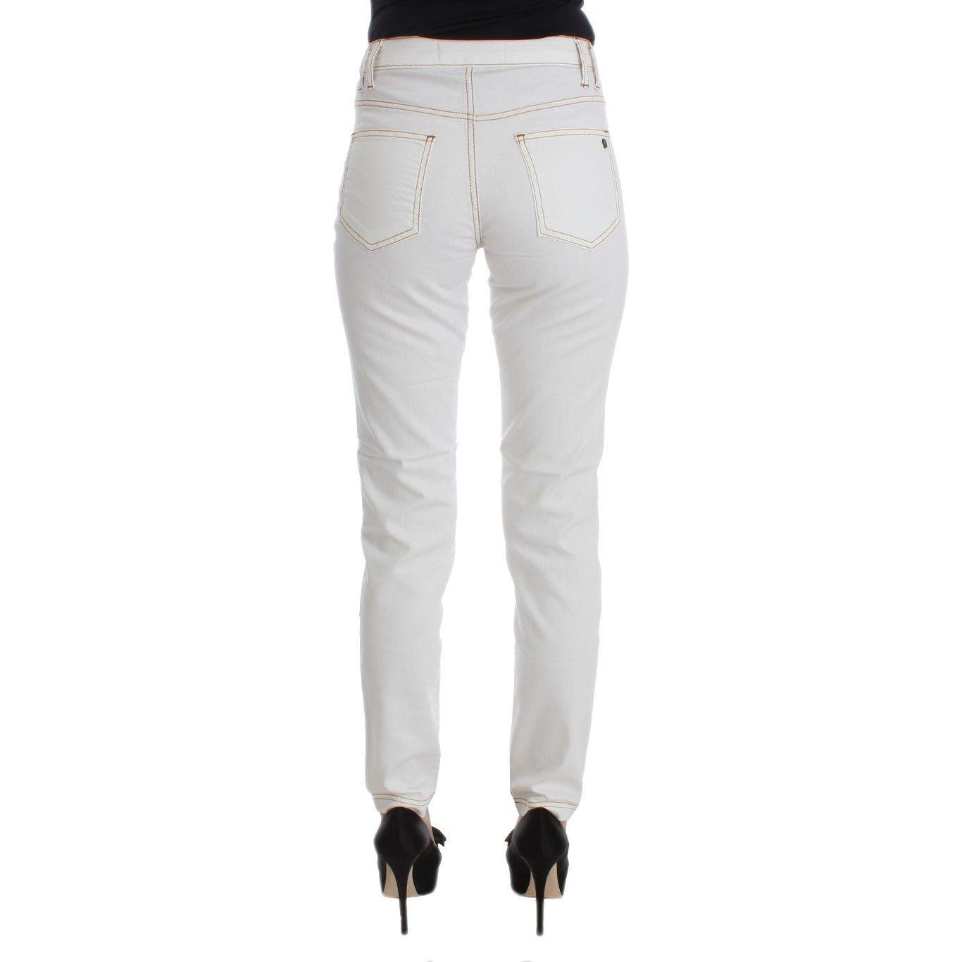 Cavalli White Cotton Blend Slim Fit Jeans Cavalli