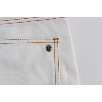 Cavalli White Cotton Blend Slim Fit Jeans Cavalli