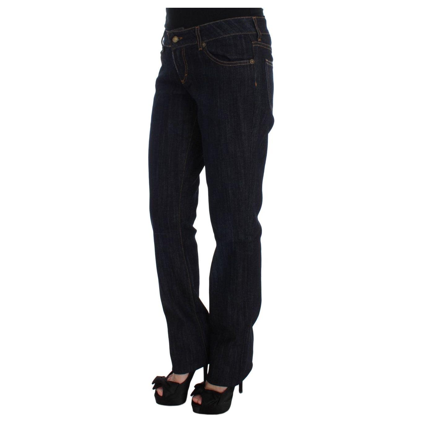 Cavalli Blue Cotton Straight Fit Stretch Jeans Cavalli