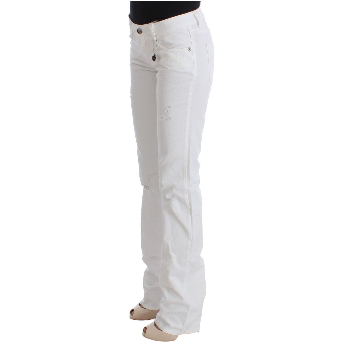 Costume National White Cotton Slim Fit Denim Bootcut Jeans Costume National