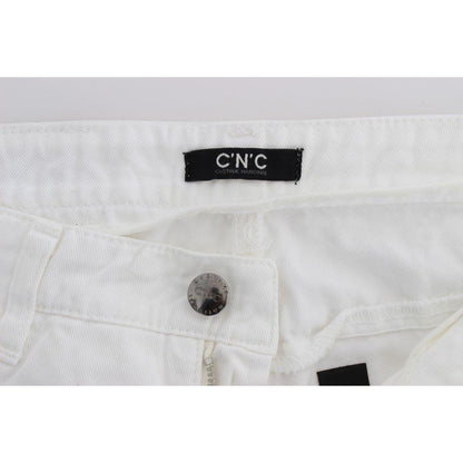Costume National White Cotton Slim Fit Denim Bootcut Jeans Costume National