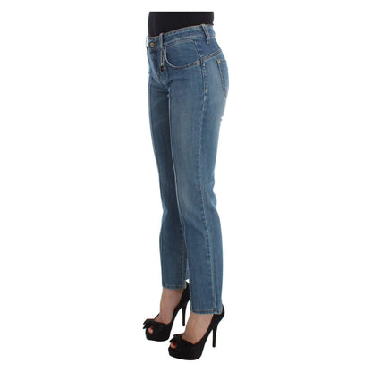 Costume National Blue Cotton Slim Fit Cropped Jeans