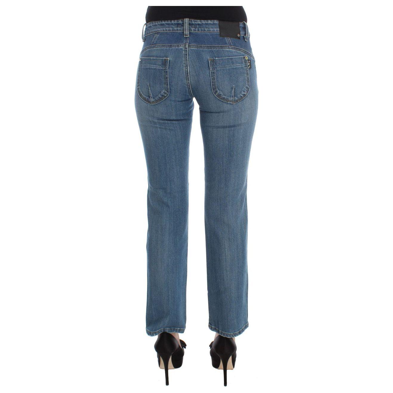 Costume National Blue Cotton Slim Fit Cropped Jeans