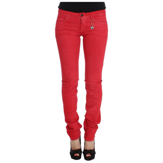 Costume National Red Cotton Blend Super Slim Fit Jeans Costume National