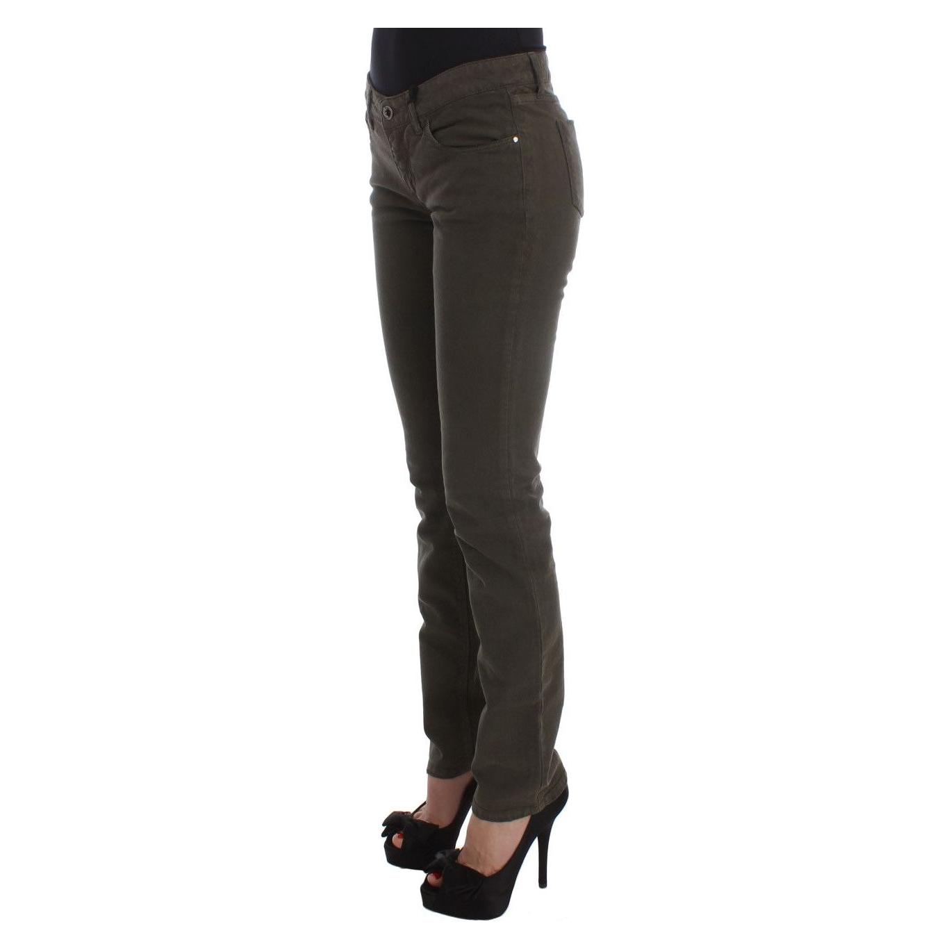Costume National Green Cotton Blend Slim Fit Jeans