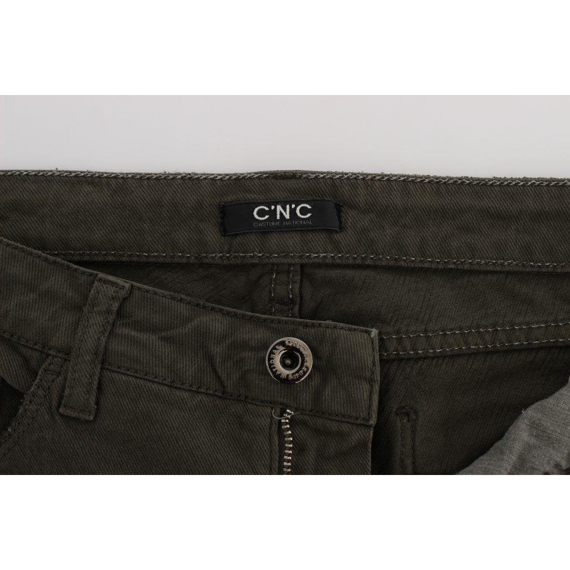 Costume National Green Cotton Blend Slim Fit Jeans