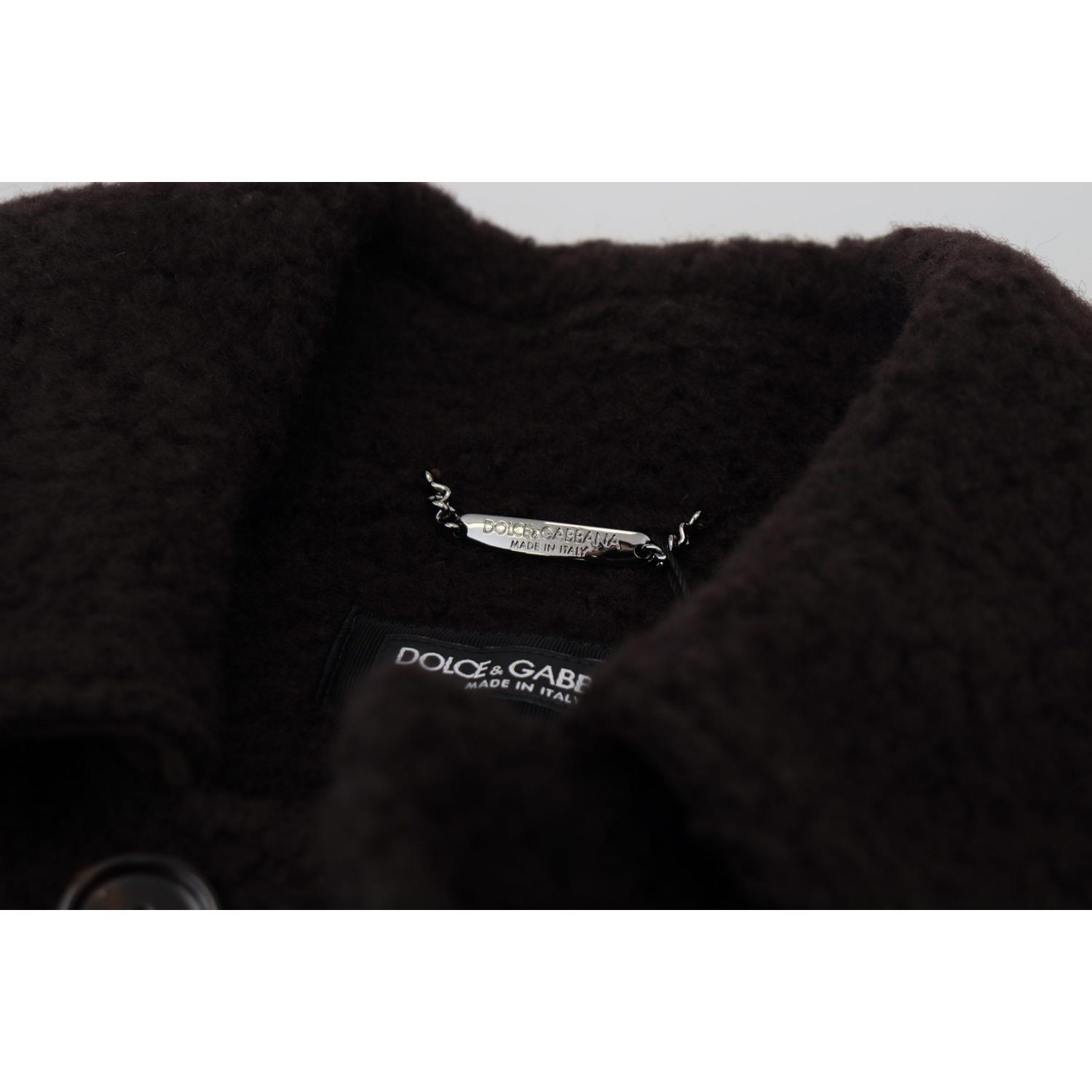 Dolce & Gabbana Black Alpaca Button Down Trench Coat Jacket