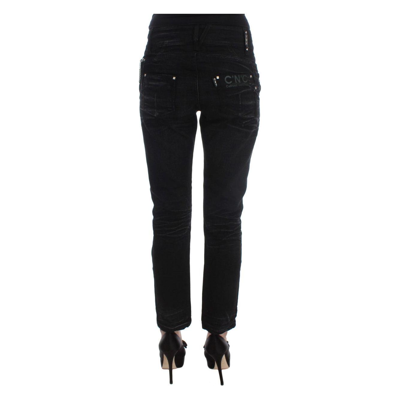 Costume National Black Cotton Slouchy Slims Fit Jeans Costume National