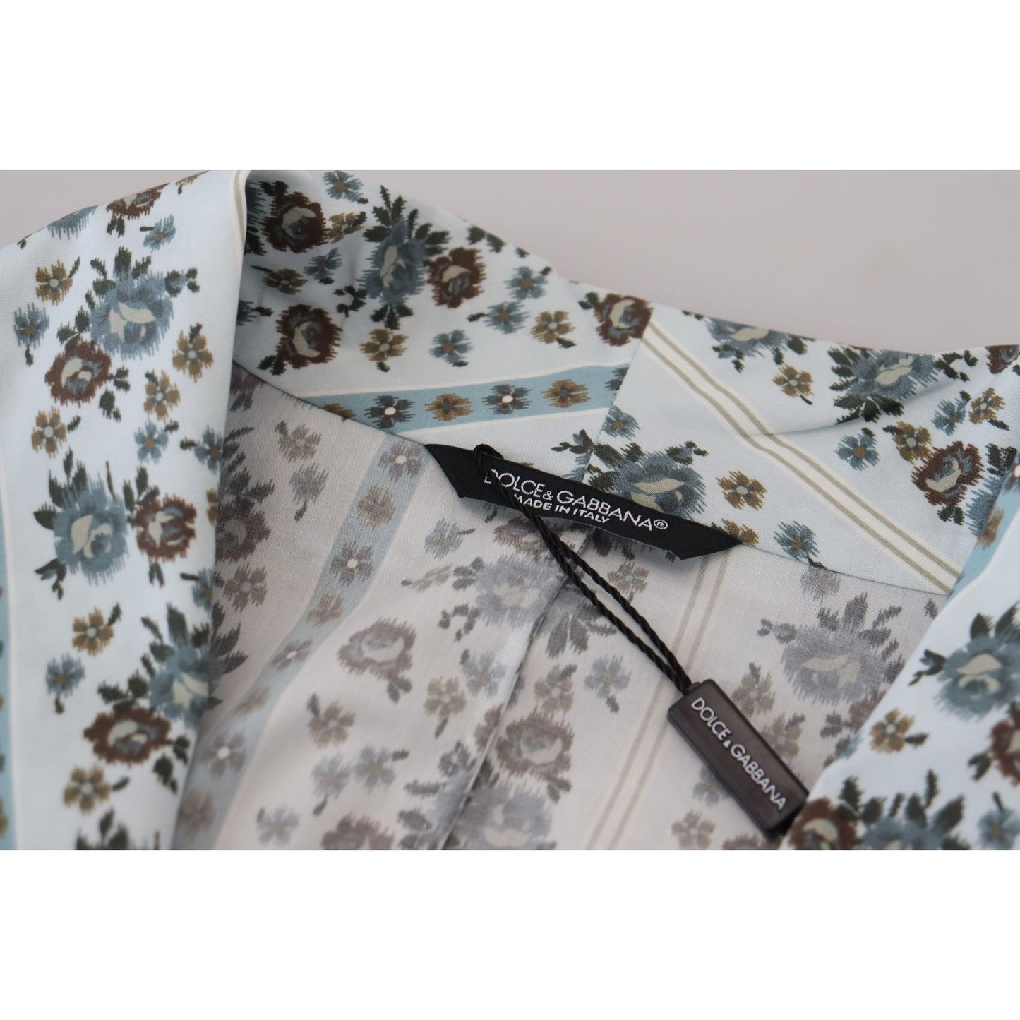 Dolce & Gabbana Blue Floral Cotton Robe Coat Jacket Dolce & Gabbana
