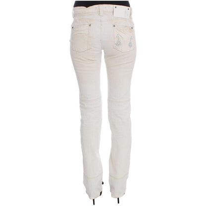 Costume National White Cotton Slim Fit Bootcut Jeans
