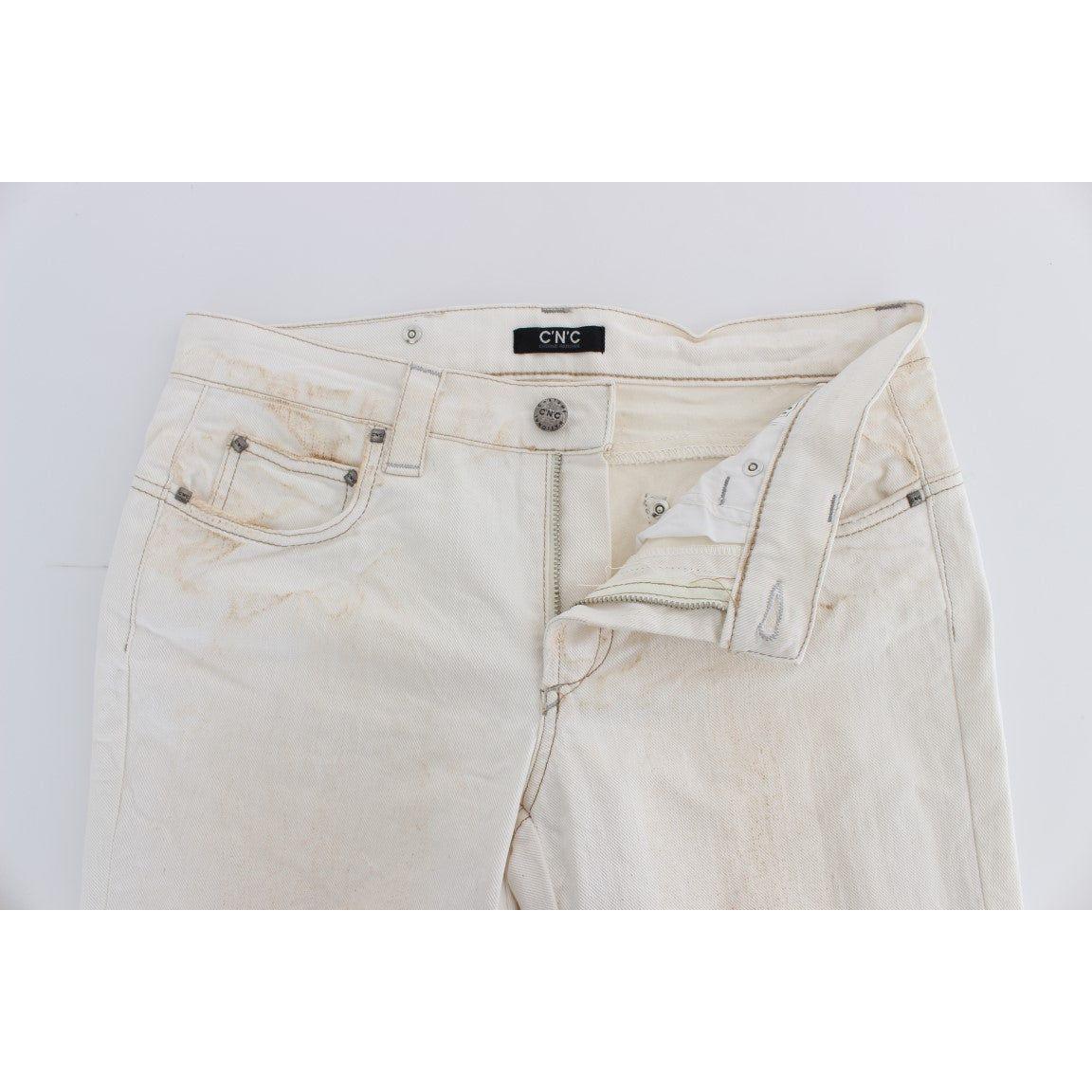 Costume National White Cotton Slim Fit Bootcut Jeans