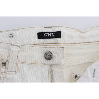 Costume National White Cotton Slim Fit Bootcut Jeans
