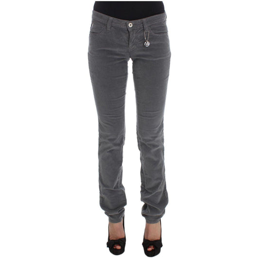 Costume National Gray Cotton Super Slim Corduroys Jeans Costume National