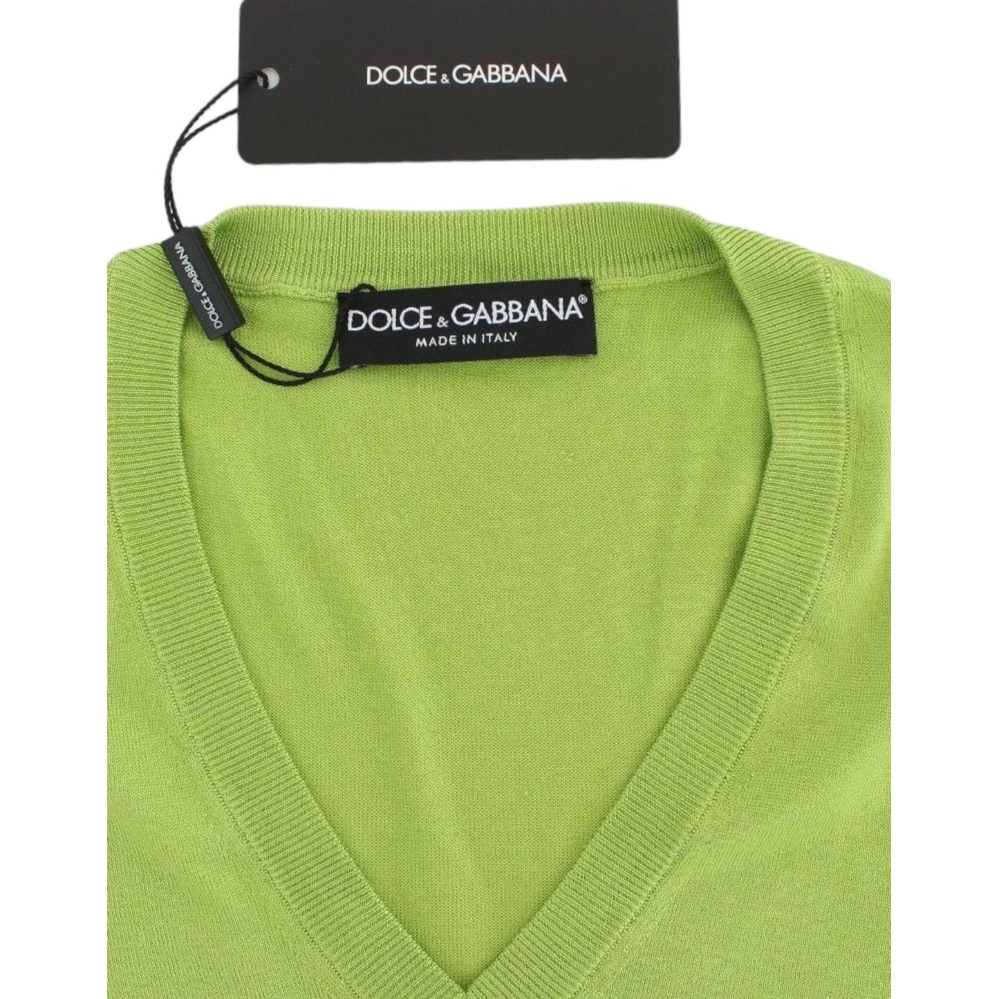 Emerald Green Wool V-Neck Pullover Dolce & Gabbana
