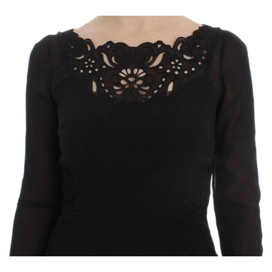 Dolce & Gabbana Black Silk Stretch Sheath Dress