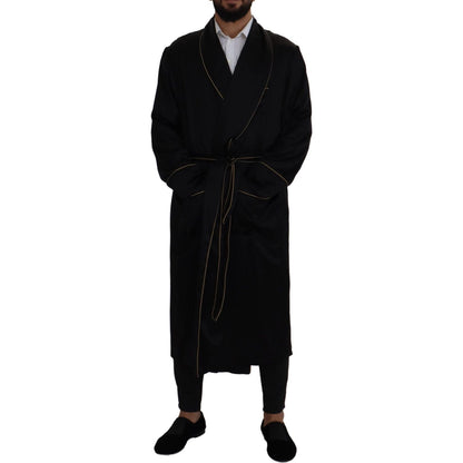 Dolce & Gabbana Black 100% Silk Robe Coat Wrap Jacket Dolce & Gabbana